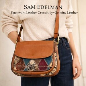 Patchwork Leather Crossbody Bag Genuine Leather Boho Purse Gold Hardware